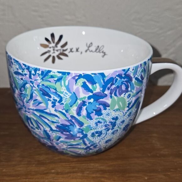 LILLY PULITZER HIGH MAINTENANCE BLUE FLORAL COFFEE MUG SET - Picture 2 of 10